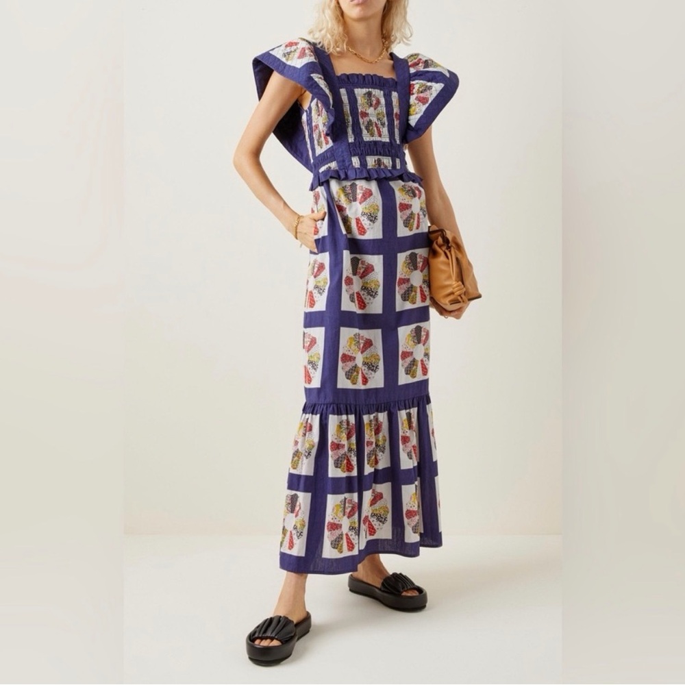 Sea New York Navy and Cream Floral Patchwork Maxi Dress - Picture 5 of 7